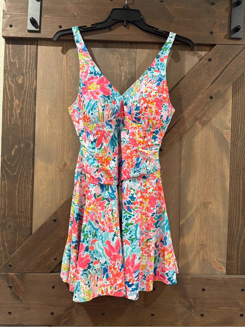 Vibrant Floral V-Neck swim dress
